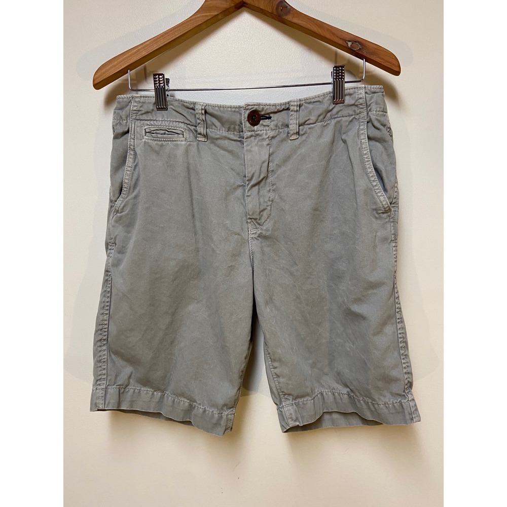 American Eagle Classic Fit Shorts Mens 30 Gray Cotton Twill Flat Front Chino